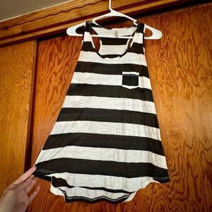 DNA Couture Black and White Striped RacerbackTank Top